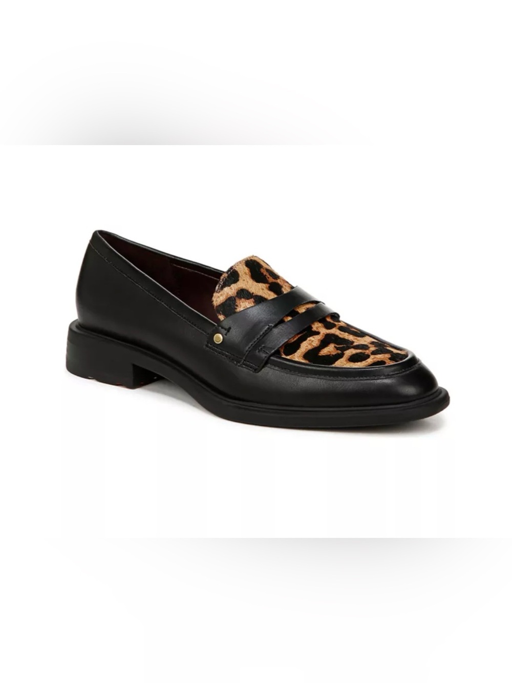 Franco Sarto Black Loafer with Leopard Print Panel